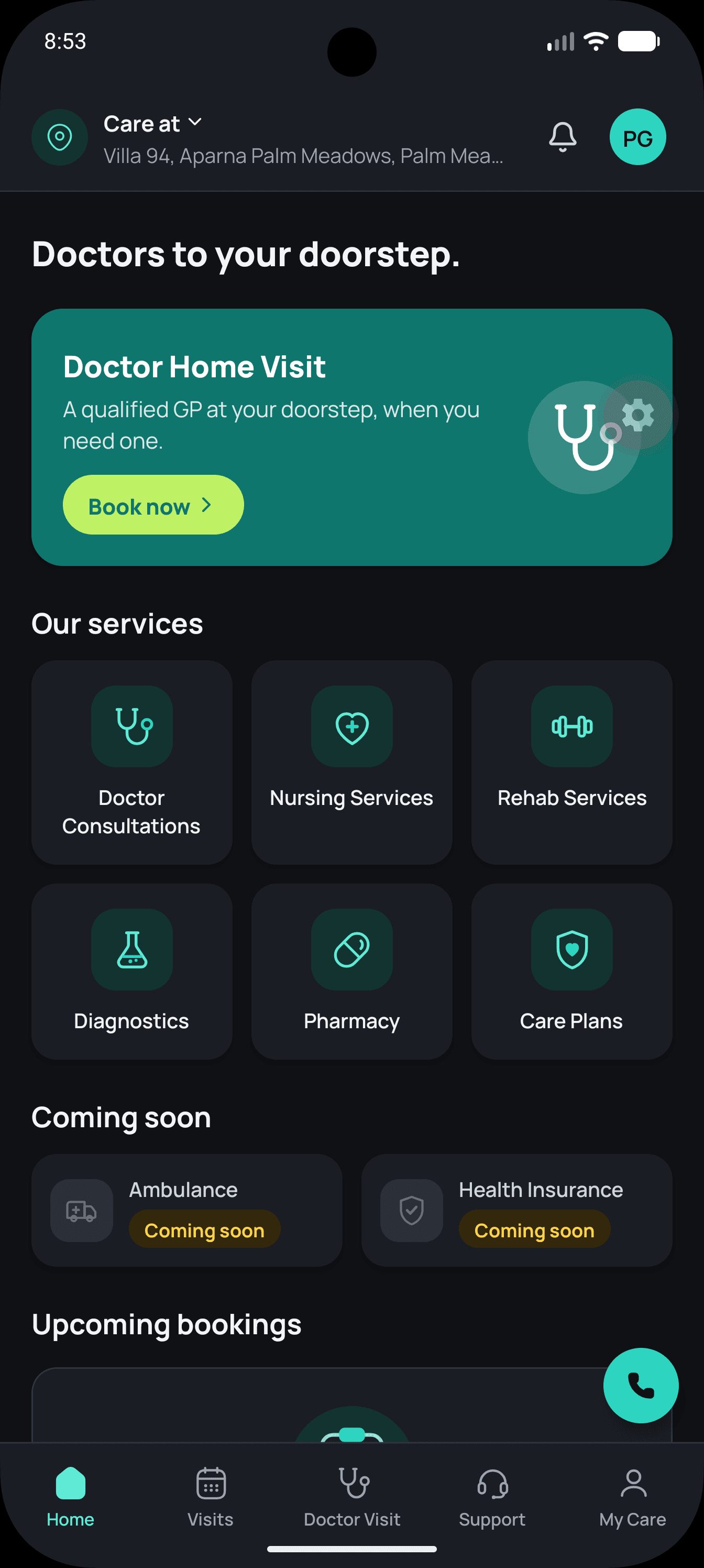 Family Doctor home screen with My Care tab